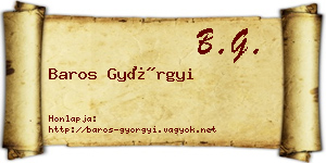 Baros Györgyi névjegykártya