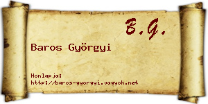 Baros Györgyi névjegykártya
